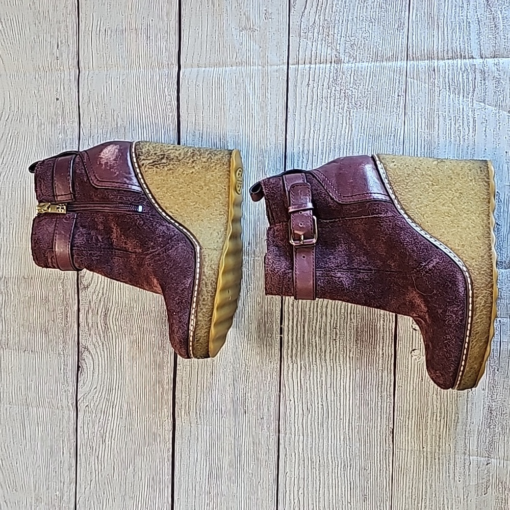 Tory Burch 6M maroon/burgundy zip up platform booties - Picture 4 of 11